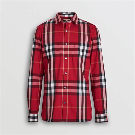 red burberry shirt long sleeve|Burberry long sleeve button up.